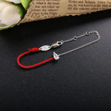 925 Silver Red Rope Chain Bracelets With Crystal CZ