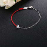 925 Silver Red Rope Chain Bracelets With Crystal CZ