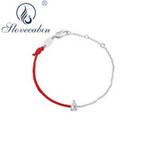 925 Silver Red Rope Chain Bracelets With Crystal CZ