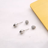 925 Silver Pearl Stud Earrings With CZ Crystal