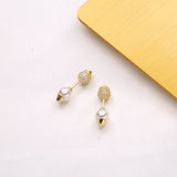 925 Silver Pearl Stud Earrings With CZ Crystal