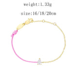 925 Silver Zircon Pink Bracelet Girl Gift Romantic Chain Ranneke Jewelry