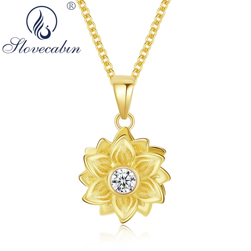 925 Silver Rotatable Sunshine Flower Necklace for Women