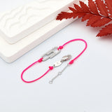 925 Silver Safety Pin Link Chain Bracelet Pink Rope Bangle Gift