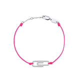 925 Silver Safety Pin Link Chain Bracelet Pink Rope Bangle Gift