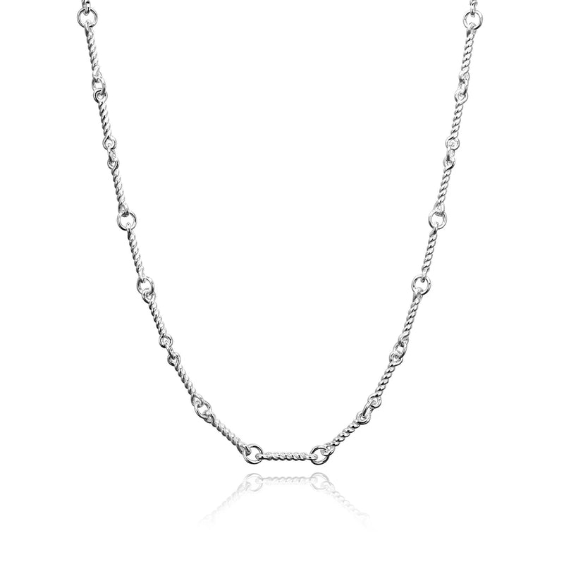925 Silver Twisted Necklace for Women Party Punk Rock Long Chain Jewelry