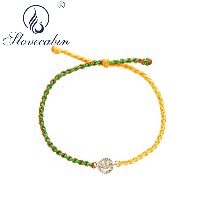 925 Silver Smile Twist Bracelet Colorful Rope Bangle