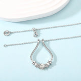925 Silver Sunflower CZ Ring Holder Necklace Adjustable Choker Chain
