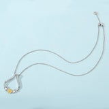 925 Silver Sunflower CZ Ring Holder Necklace Adjustable Choker Chain