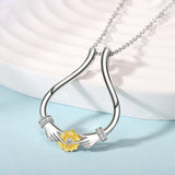 925 Silver Sunflower CZ Ring Holder Necklace Adjustable Choker Chain
