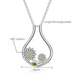 925 Silver Sunflower CZ Ring Holder Necklace Daisy Rotable Choker Chain