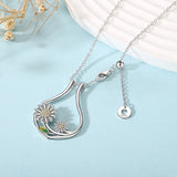 925 Silver Sunflower CZ Ring Holder Necklace Daisy Rotable Choker Chain