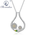 925 Silver Sunflower CZ Ring Holder Necklace Daisy Rotable Choker Chain
