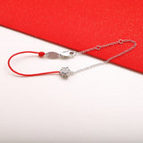 925 Silver Sunflower Chain & Red Rope Bracelet Bangle