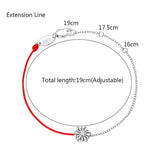 925 Silver Sunflower Chain & Red Rope Bracelet Bangle