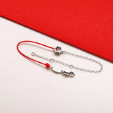 925 Silver Sunflower Chain & Red Rope Bracelet Bangle
