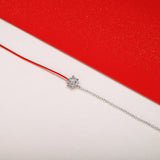 925 Silver Sunflower Chain & Red Rope Bracelet Bangle
