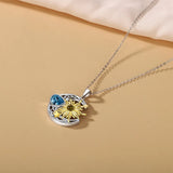 925 Silver Sunflower & Stars Moon Pendant Necklace