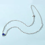925 Silver Turquoise Heart Pendant Paperclip Chain Birthstone Necklace