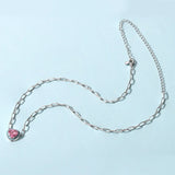 925 Silver Turquoise Heart Pendant Paperclip Chain Birthstone Necklace