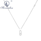 925 Silver Zircon Pave Pendant Necklace For Women Party CZ Chain Collier Jewelry