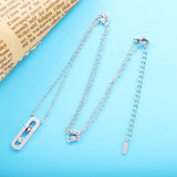 925 Silver Zircon Pave Pendant Necklace For Women Party CZ Chain Collier Jewelry