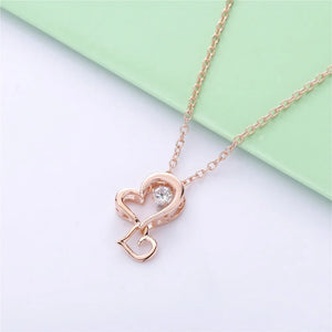 925 Silver Zircon Double Hearts Love Pendant Necklace For Women