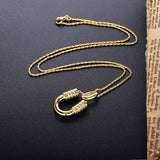 925 Silver Horseshoes Pendant Necklace CZ U Letter Necklace