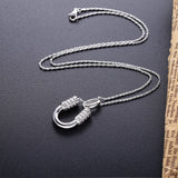 925 Silver Horseshoes Pendant Necklace CZ U Letter Necklace