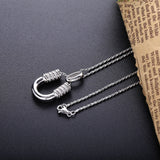 925 Silver Horseshoes Pendant Necklace CZ U Letter Necklace