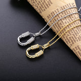 925 Silver Horseshoes Pendant Necklace CZ U Letter Necklace