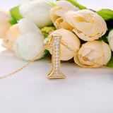 925 Silver Zircon Lucky Number One Pendant Necklace Friendship Gift