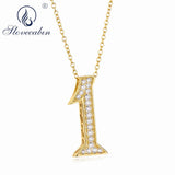 925 Silver Zircon Lucky Number One Pendant Necklace Friendship Gift