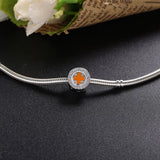 925 Silver Orange Cross Charms Beads for Bracelet Bangle