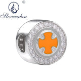 925 Silver Orange Cross Charms Beads for Bracelet Bangle