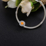 925 Silver Orange Cross Charms Beads for Bracelet Bangle