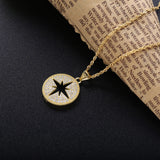 925 Silver Zircon Star Round Pendant Necklace For Women Christmas Jewelry