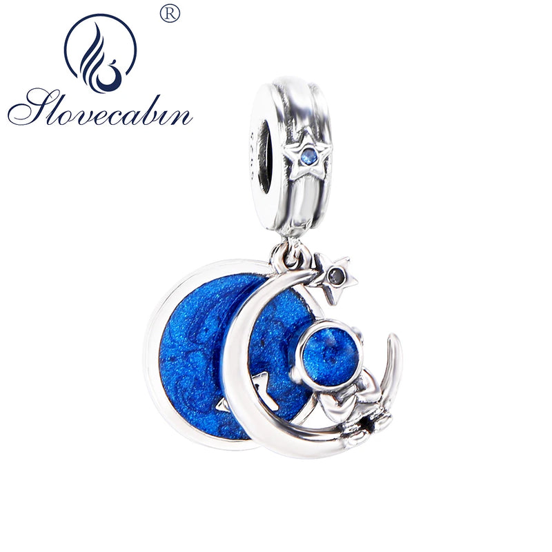 925 Silver Astronaut Charm & Beads, Enamel Fit Bracelets, Fine Jewelry