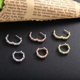 925 Silver Bamboo Hoop Earrings Women Wedding Circle Piercing