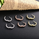 925 Silver Bamboo Hoop Earrings Women Wedding Circle Piercing