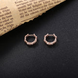 925 Silver Bamboo Hoop Earrings Women Wedding Circle Piercing