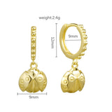 925 Sterling Silver Ladybug Dangling Hoop Earrings Animal Party Jewelry
