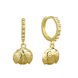 925 Sterling Silver Ladybug Dangling Hoop Earrings Animal Party Jewelry