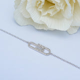 925 Silver Safety Pin Link Chain Bracelet for Women High Paperclip Bangle