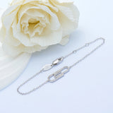 925 Silver Safety Pin Link Chain Bracelet for Women High Paperclip Bangle