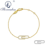 925 Silver Safety Pin Link Chain Bracelet for Women High Paperclip Bangle