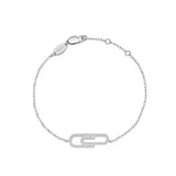 925 Silver Safety Pin Link Chain Bracelet for Women High Paperclip Bangle