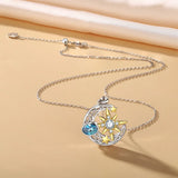 925 Sterling Silver Sun Moon Star Pendant Necklace