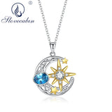925 Sterling Silver Sun Moon Star Pendant Necklace