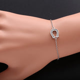 925 Silver U Chain Bracelet Clear CZ Women Crystal Adjustable Jewelry